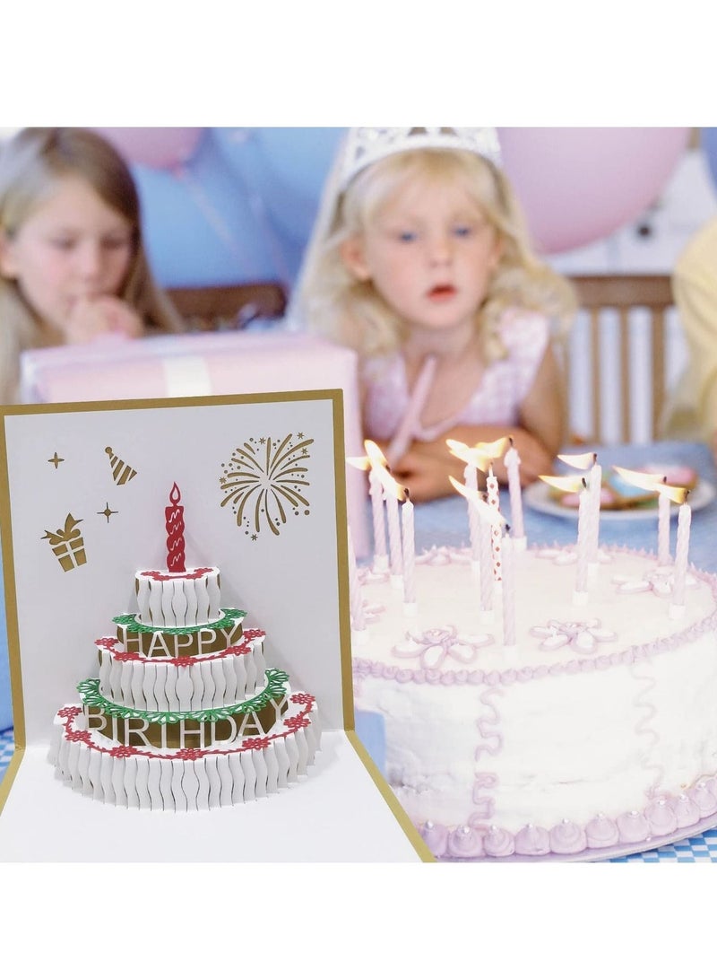 بطاقة عيد ميلاد ثلاثية الأبعاد ، تشغيل الموسيقى ، بطاقة كعكة عيد ميلاد مصباح LED الدافئ ، بطاقة تهنئة عيد ميلاد بطاقة الموسيقى لأمي ، زوجة وأخت الصبي والفتاة والأصدقاء - Image 5